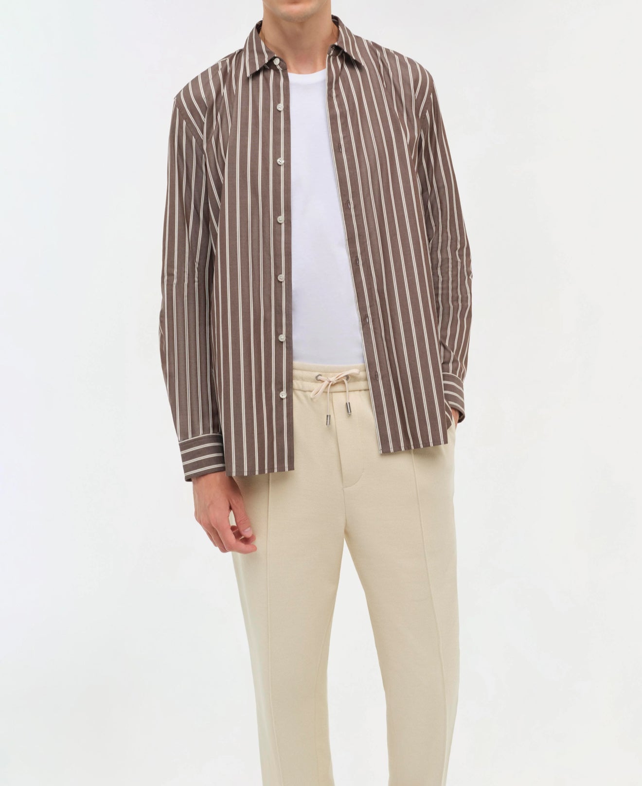 SIMKHAI Hendrix Shirt - Chocolate Stripe