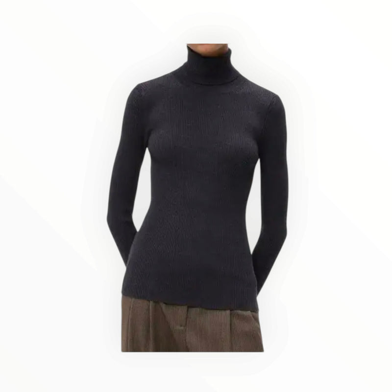 TWP Rib-Knit Wool Turtleneck - Dark Charcoal