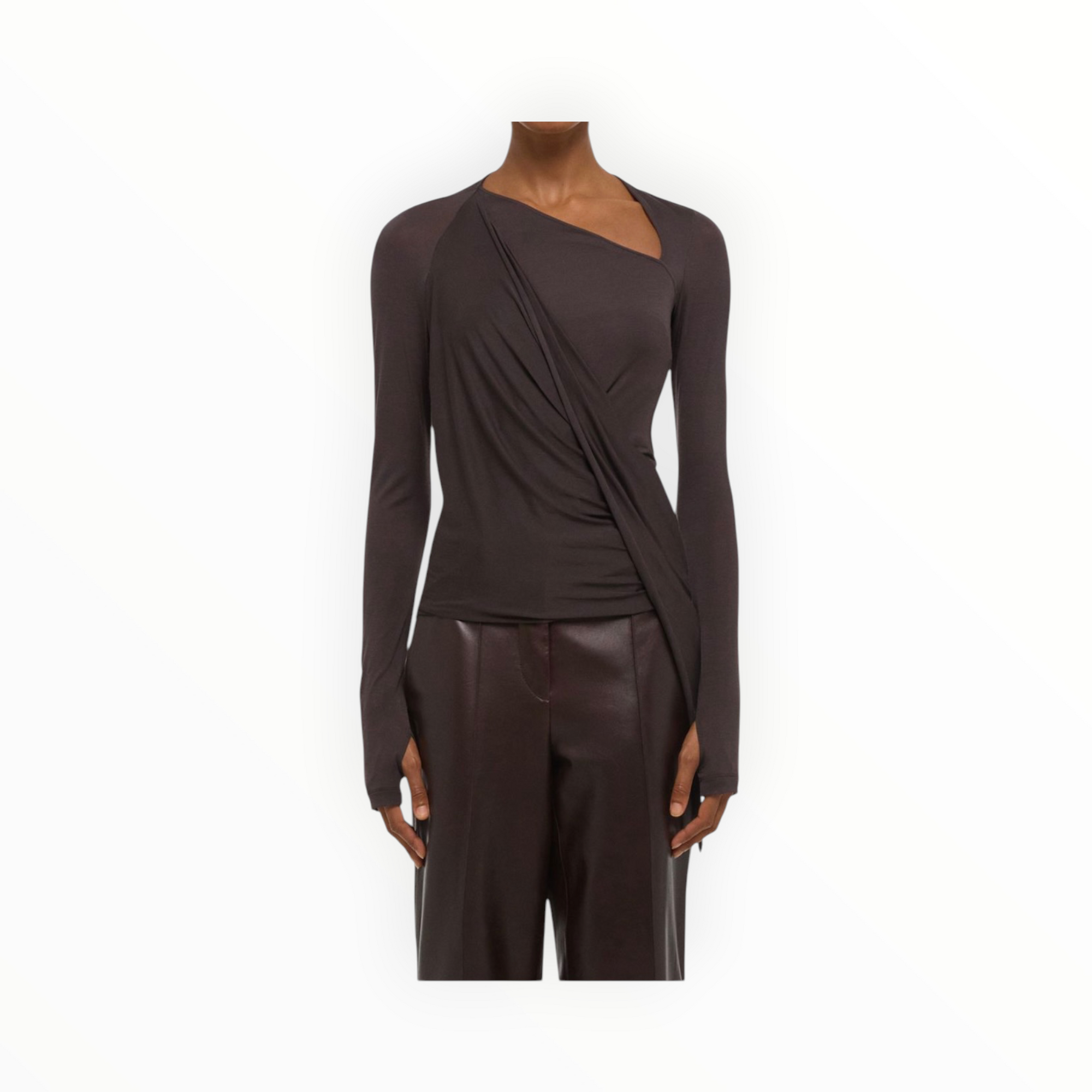 Helmut Lang Twisted Long Sleeve Shirt - Dark Roast