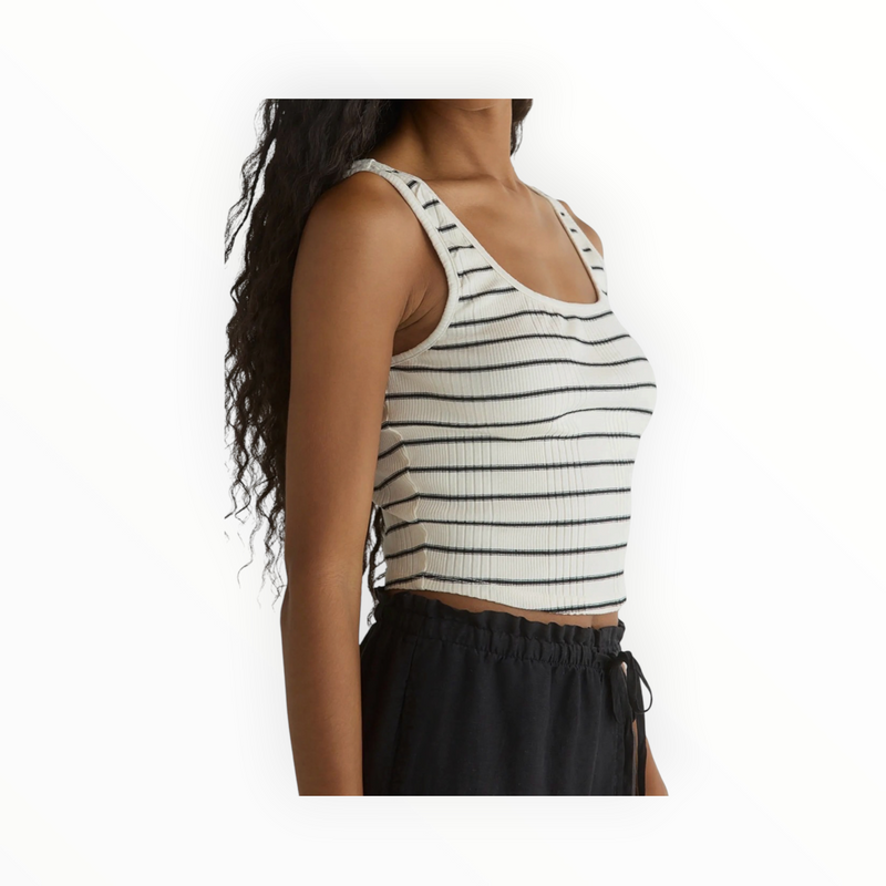 Bella Dahl Square Neck Rib Tank - Cannes Stripe