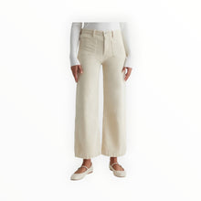 AG Jeans Kassie Corduroy High Rise Wide Leg Crop- Sulfur Cream Froth