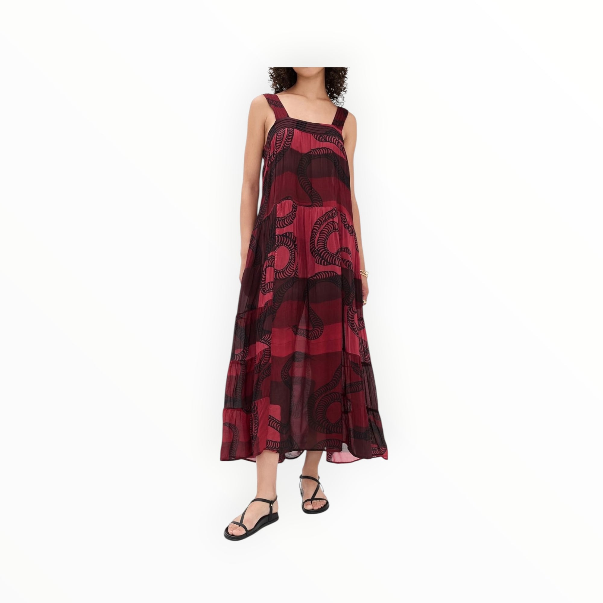 Natalie Martin Jasmine Maxi Dress With Sash - Ament Snake Oxblood