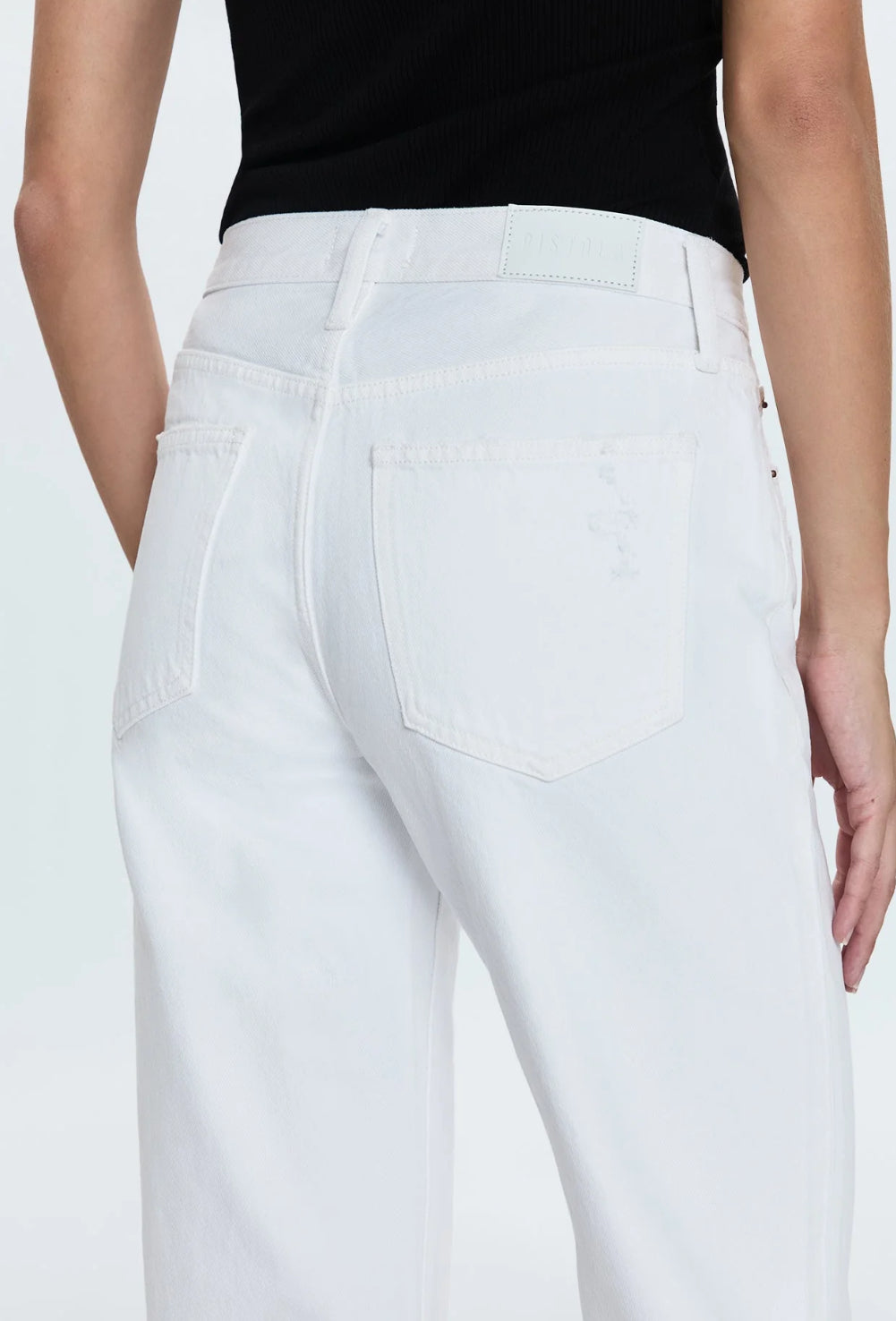 Pistola Lexi Mid Rise Bowed Straight Jean - Luxe Vintage White
