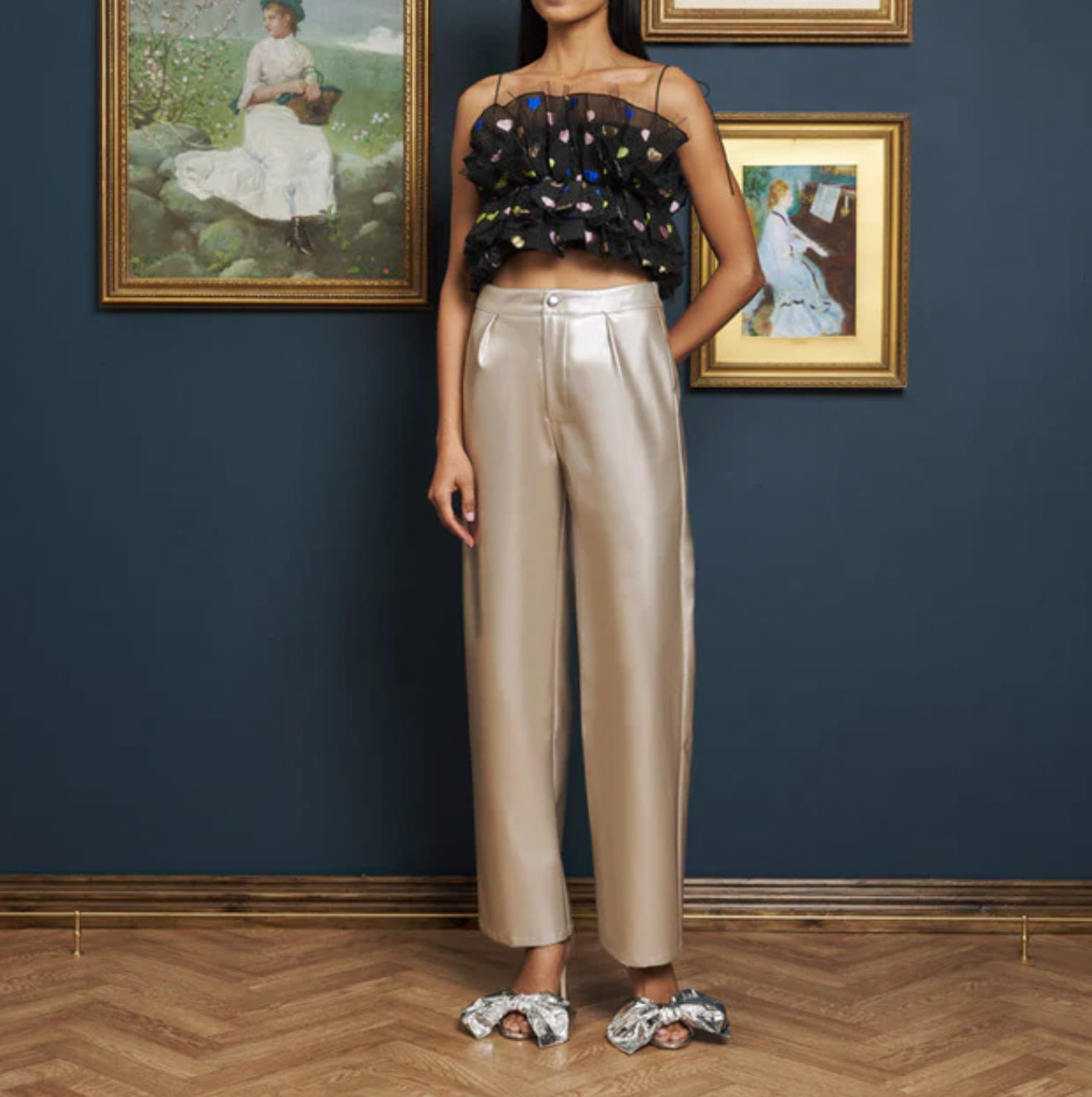 Sister Jane Deco Metallic Trousers - Soft Silver