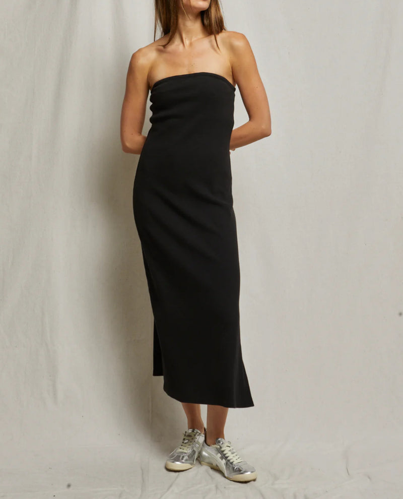 perfectwhitetee Nadine Structured Rib Strapless Dress - True Black