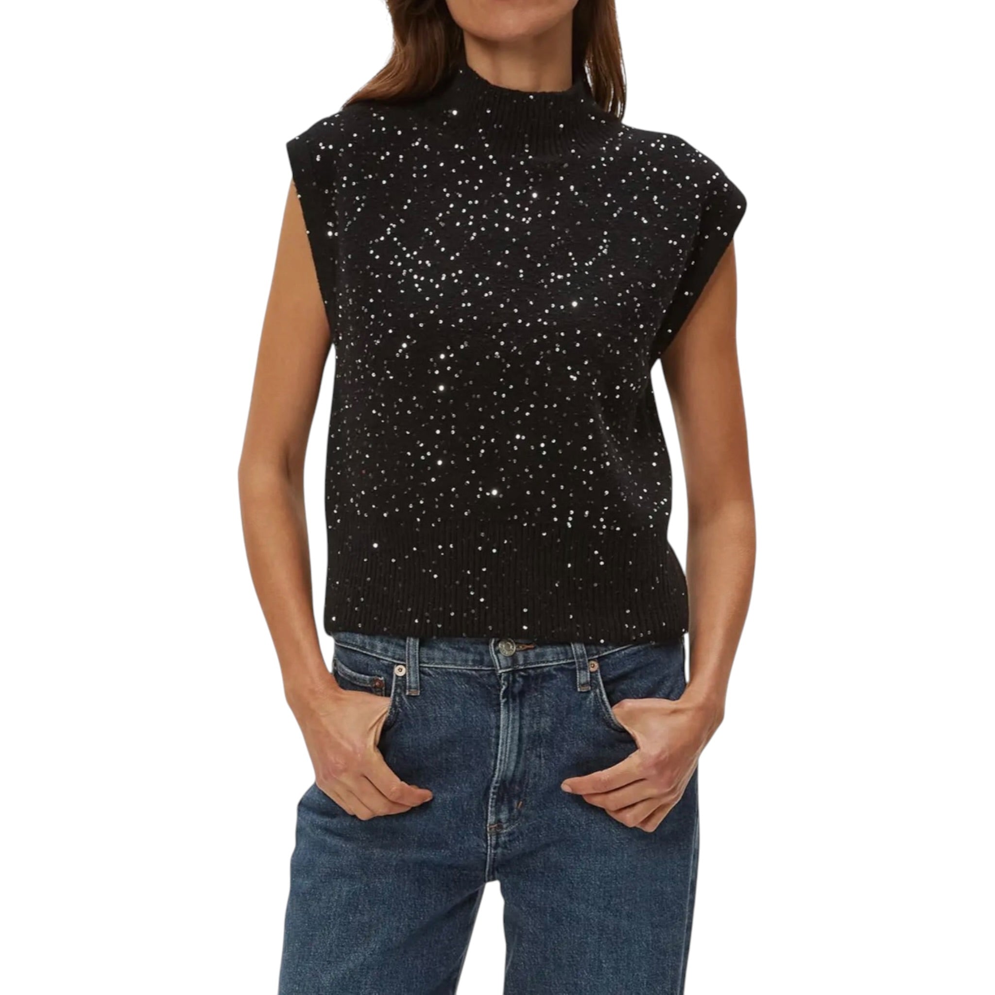 Michael Stars Raina Mock Neck Sweater - Black