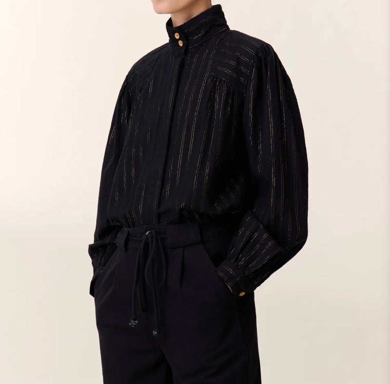 Leon & Harper Chana Strp Shirt - Black