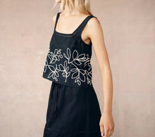 Bella Dahl Square Neck Ladder Trim Top - Black