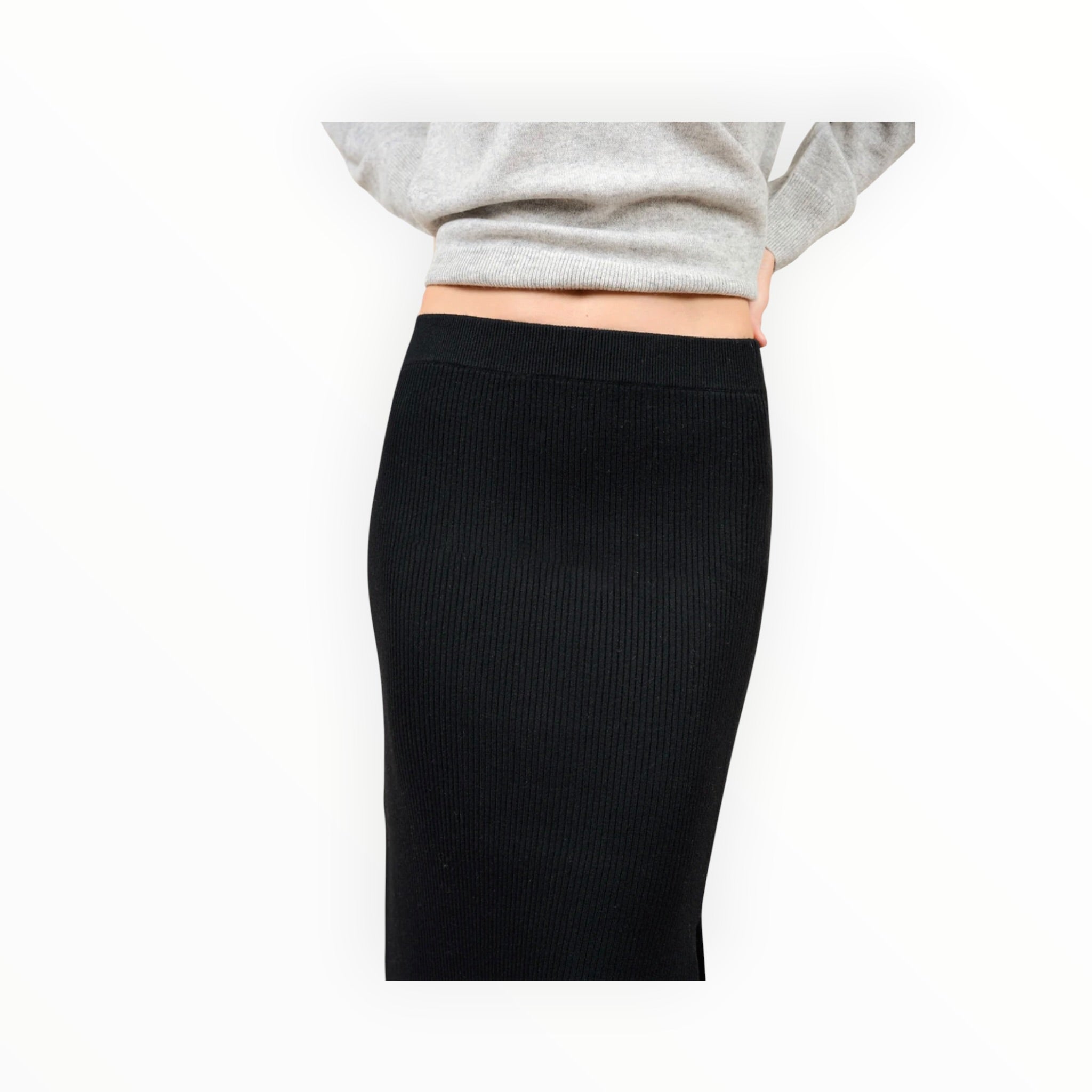 27 Miles Malibu Betsi Ribbed Pencil Skirt - Black