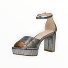Pelle Moda Pearly Ankle Strap Platform Sandal - Pewter
