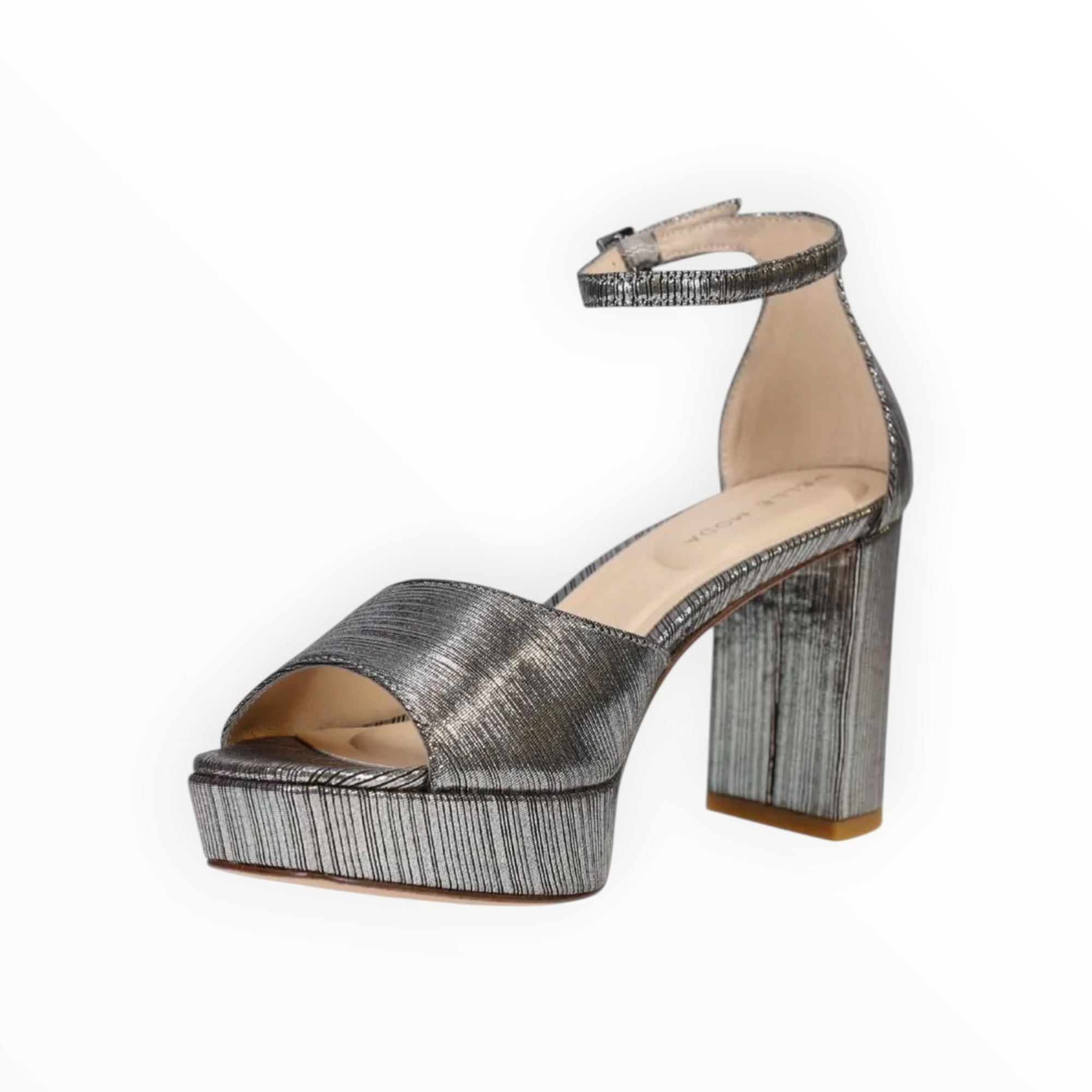 Pelle Moda Pearly Ankle Strap Platform Sandal - Pewter
