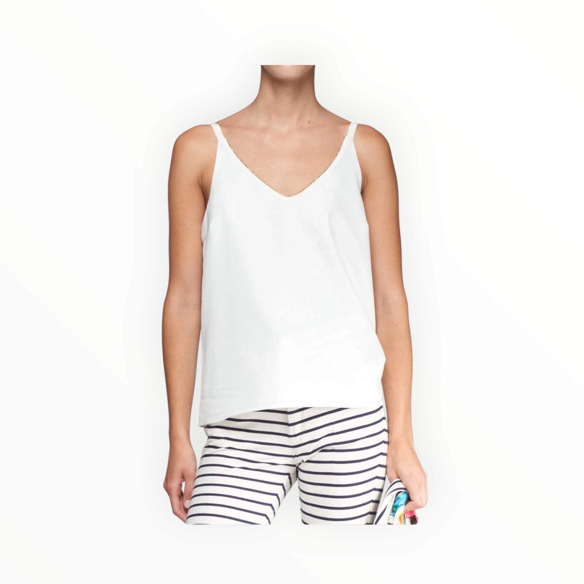 Vilagallo Vilagallo Zina Crepe Camisole - White/Gold