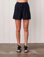 Stateside Softest Fleece Pleated Short - New Navy