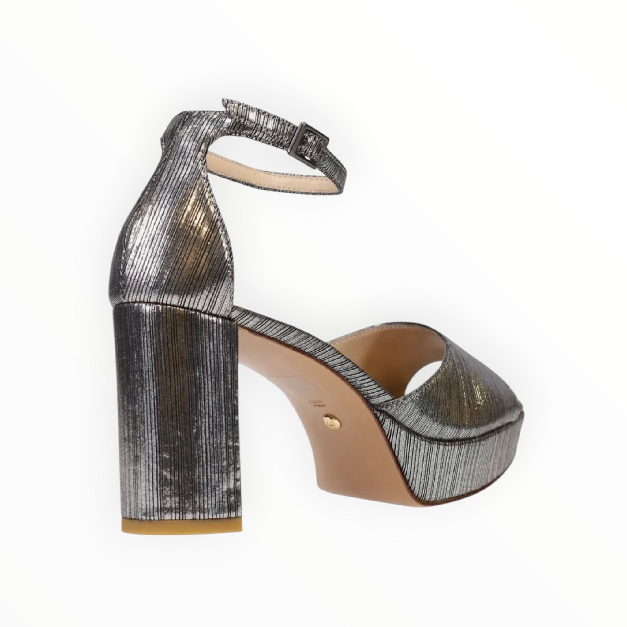 Pelle Moda Pearly Ankle Strap Platform Sandal - Pewter