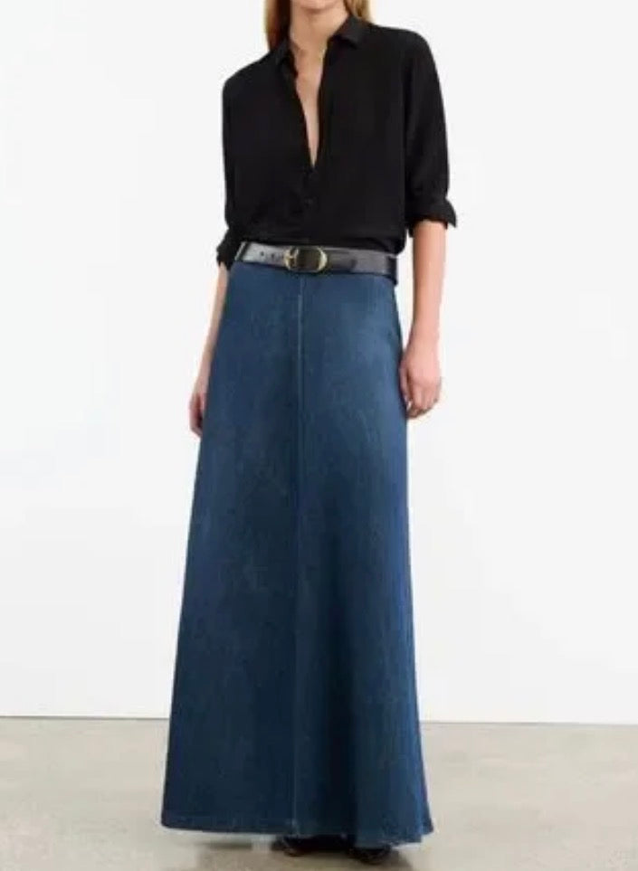 Nili Lotan Denim Astrid Denim Skirt - Classic Wash