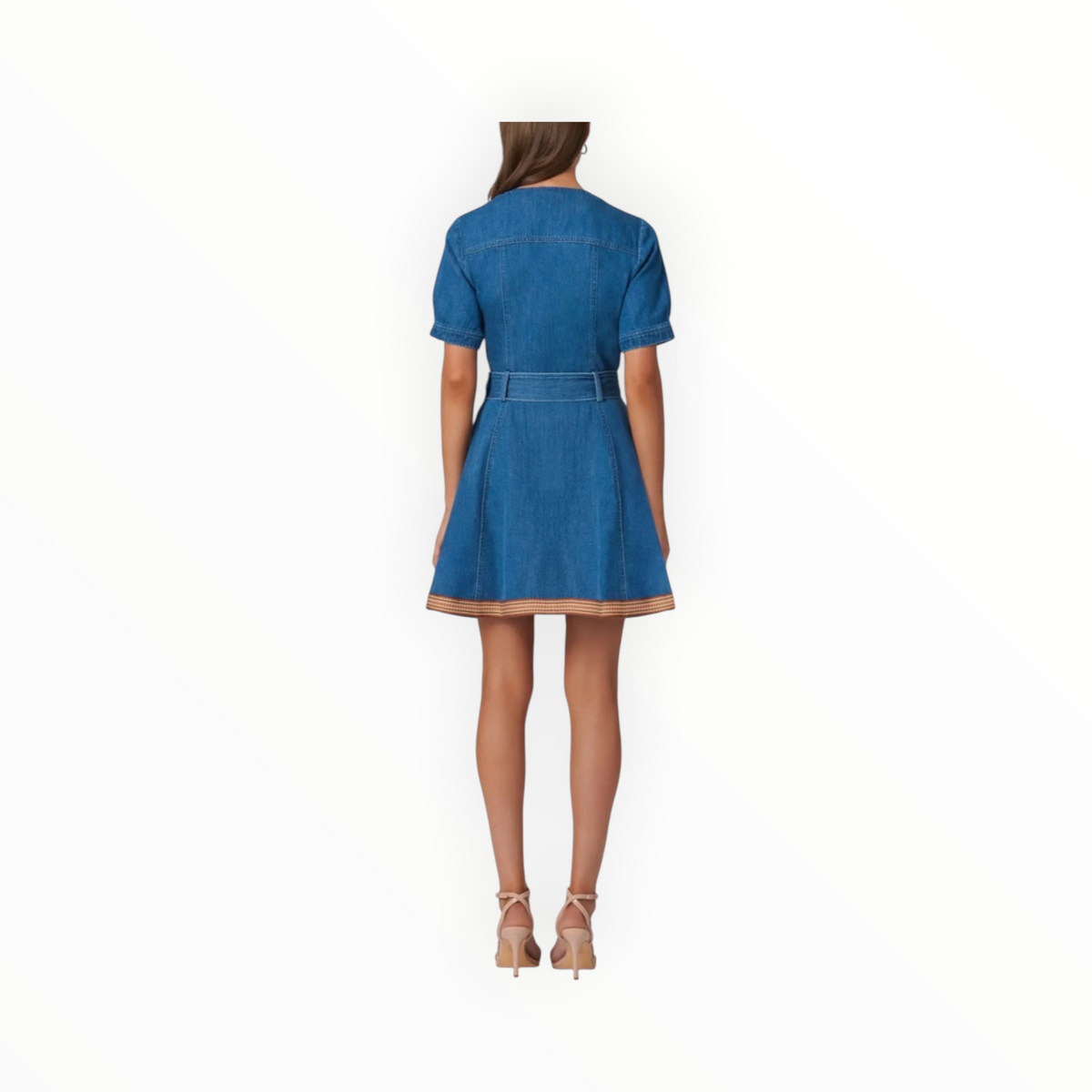 Shoshanna Classic Wash Denim W/Trim Payton Dress