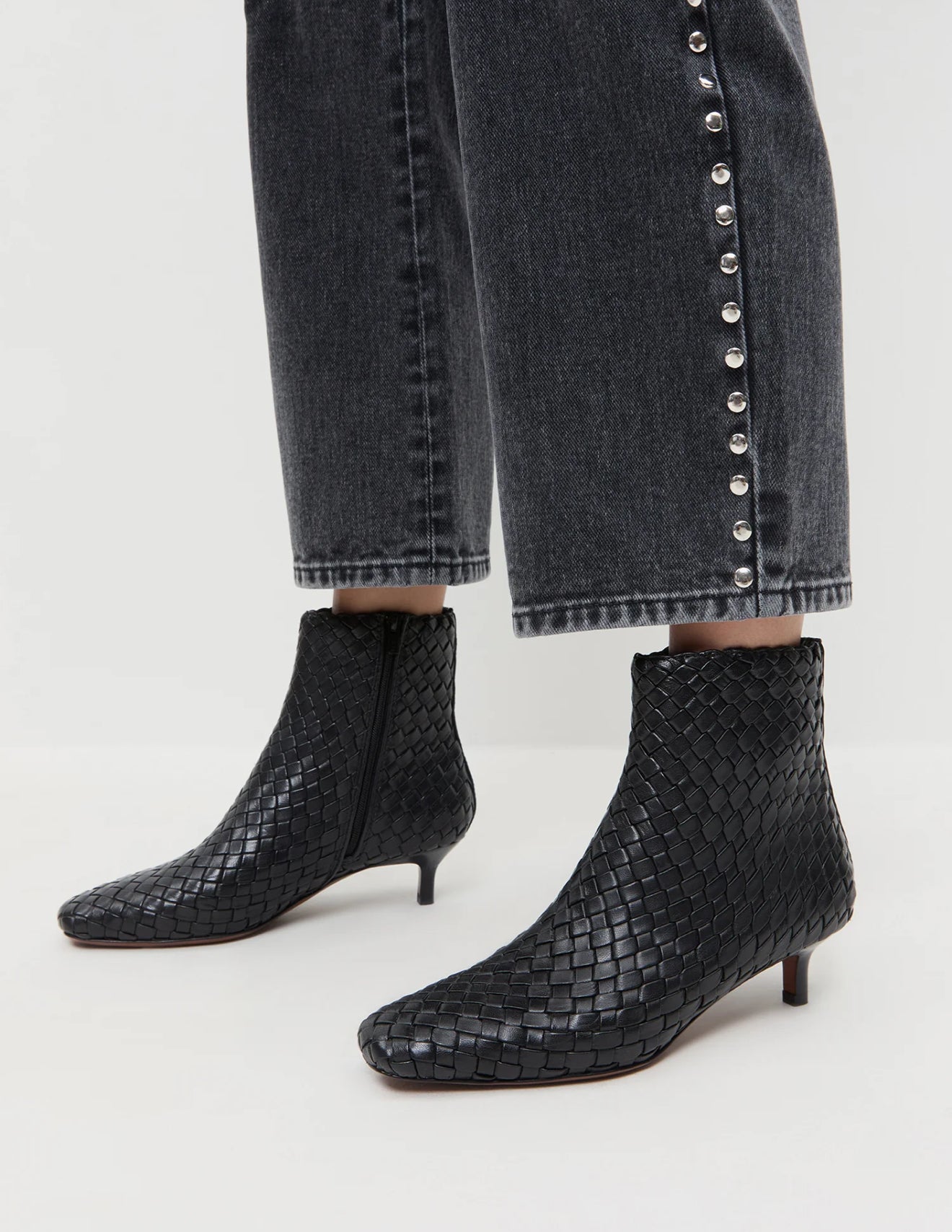 Loeffler Randall Marcella Black Woven Ankle Boot