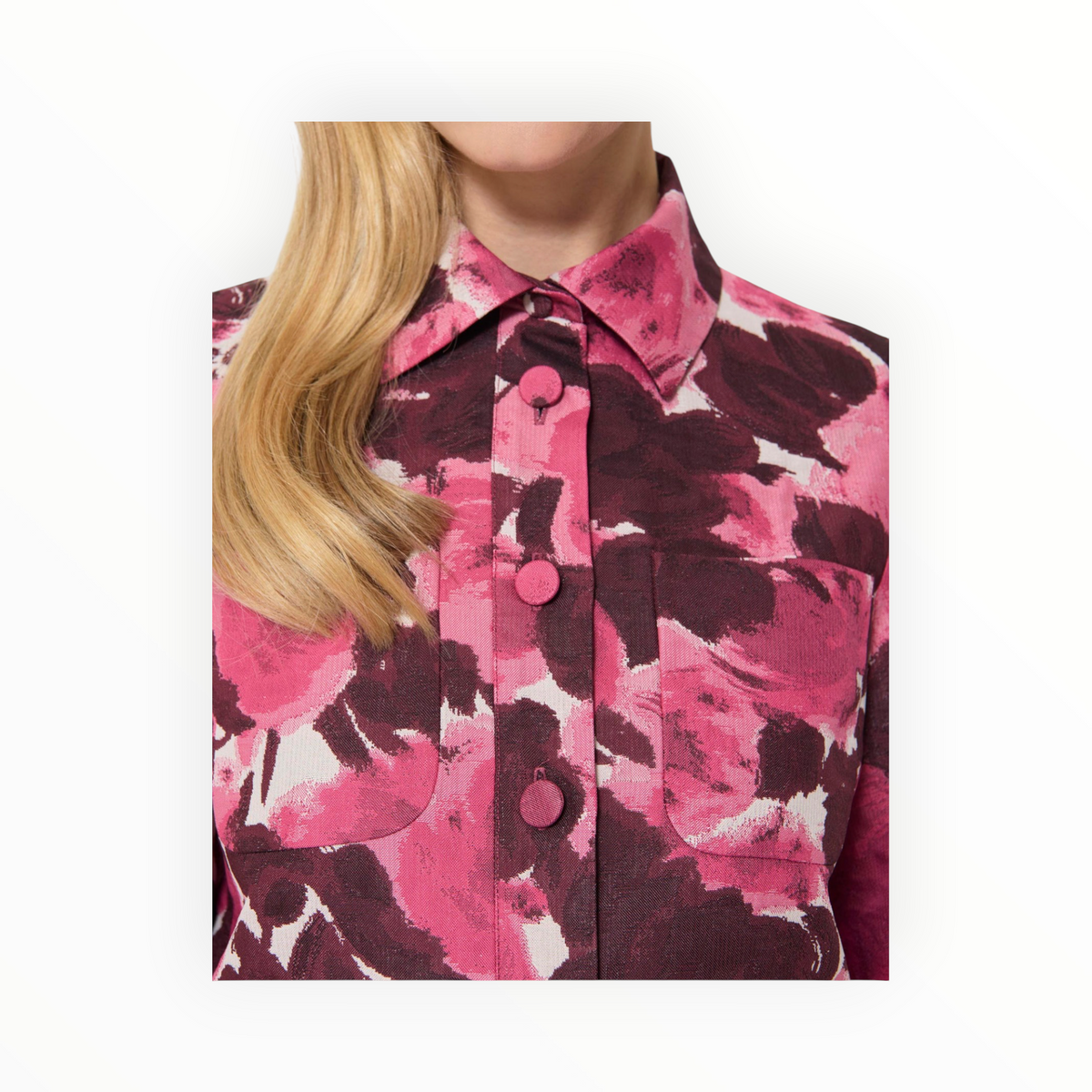 Tara Jamon Carolane Shirt - Ecru Jacquard Floral