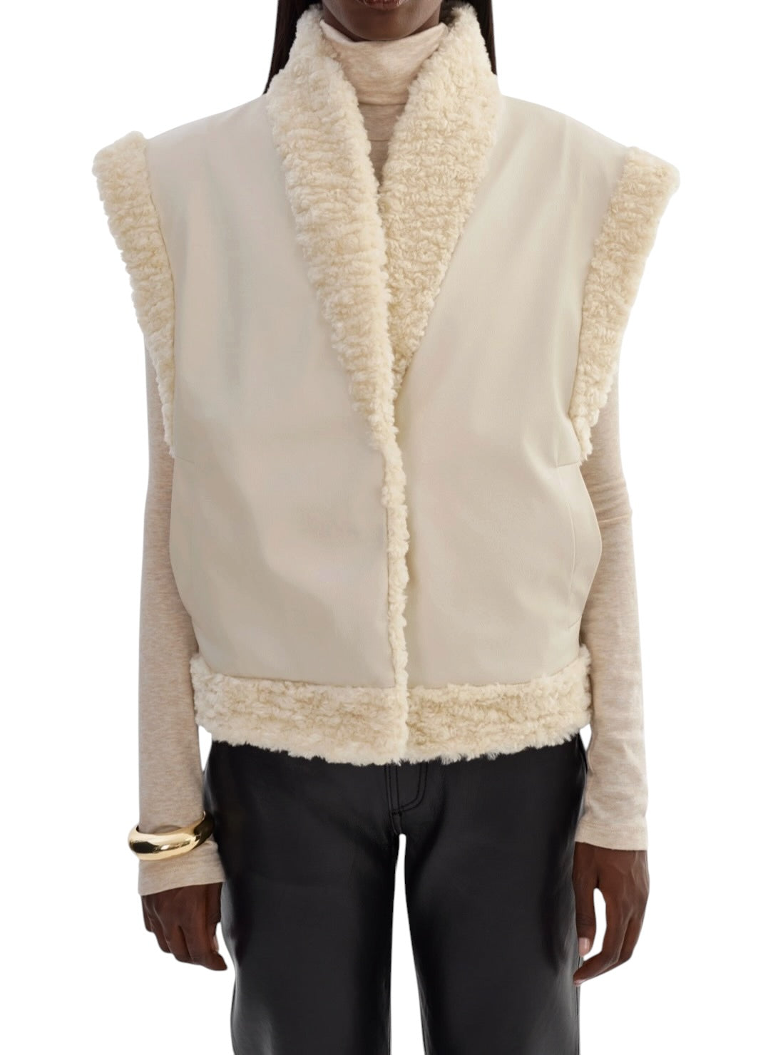Lamarque Dua Reversible Sherpa Vest - Ecru