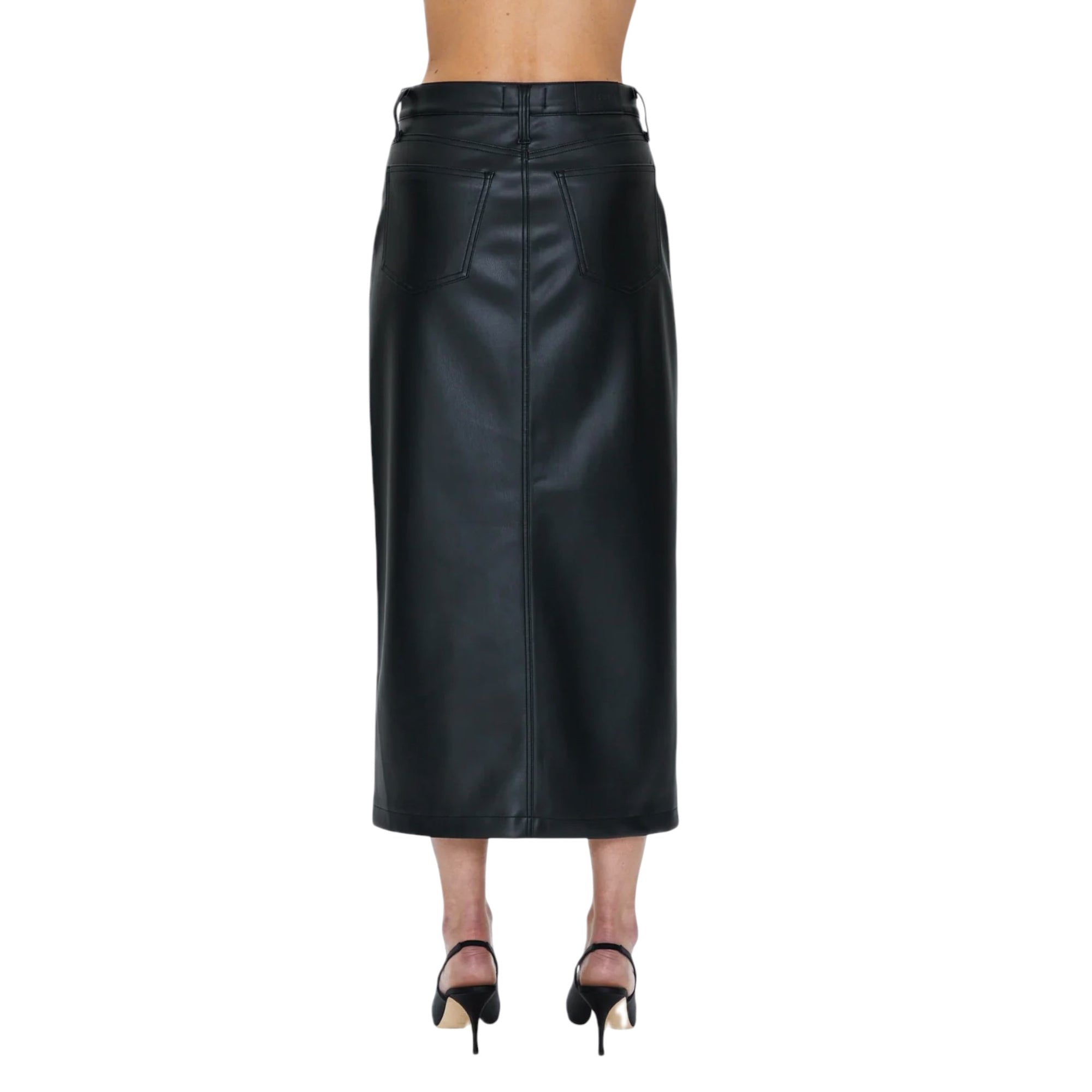 Pistola Alice Faux Leather Utility Skirt - Slate Black