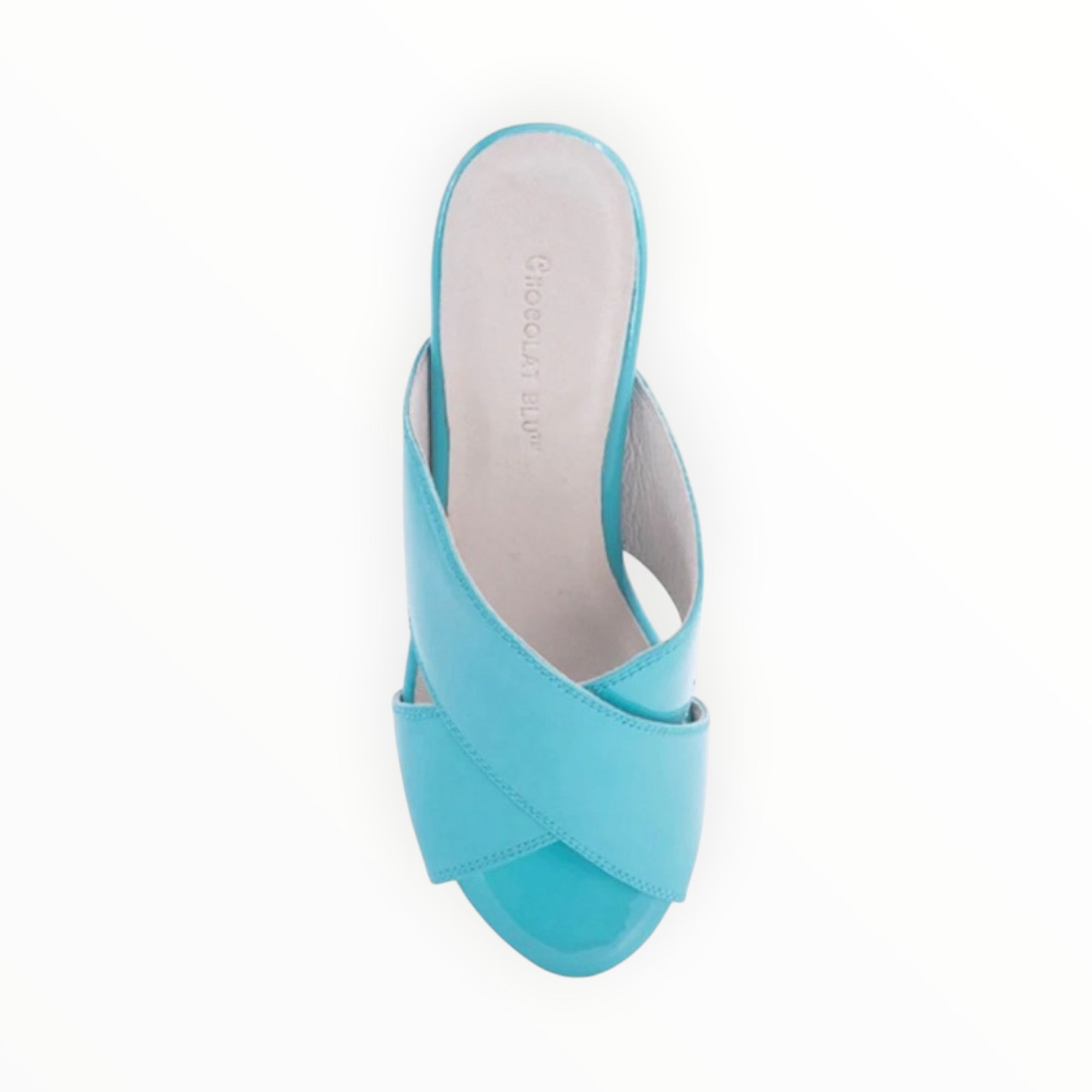 Chocolate Blu Winner Wedge - Patent Aqua