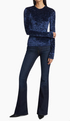 Frame Velvet Long Sleeve Top - Blu Scuro