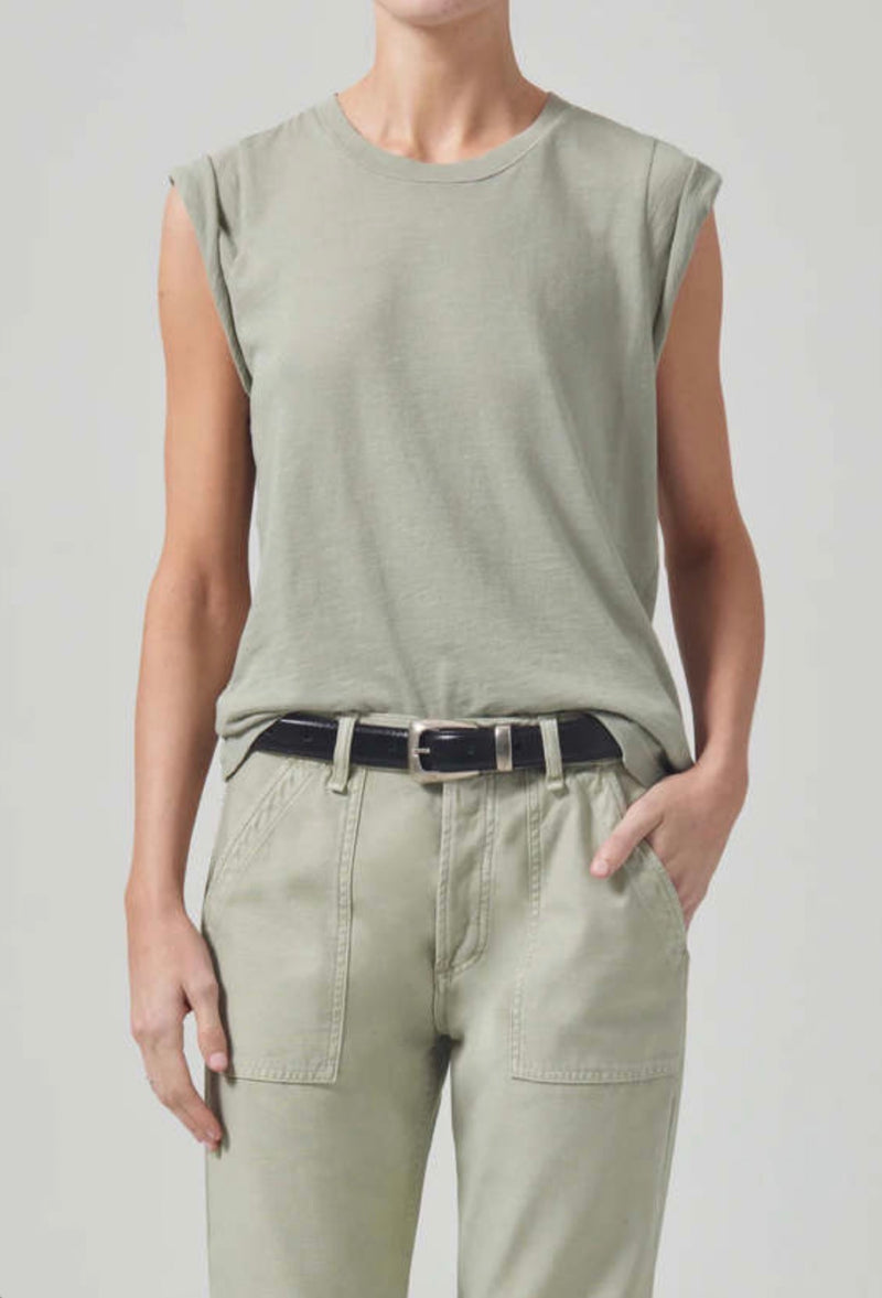 Citizens of Humanity Kelly Roll Sleeve Tee - Spring Moss