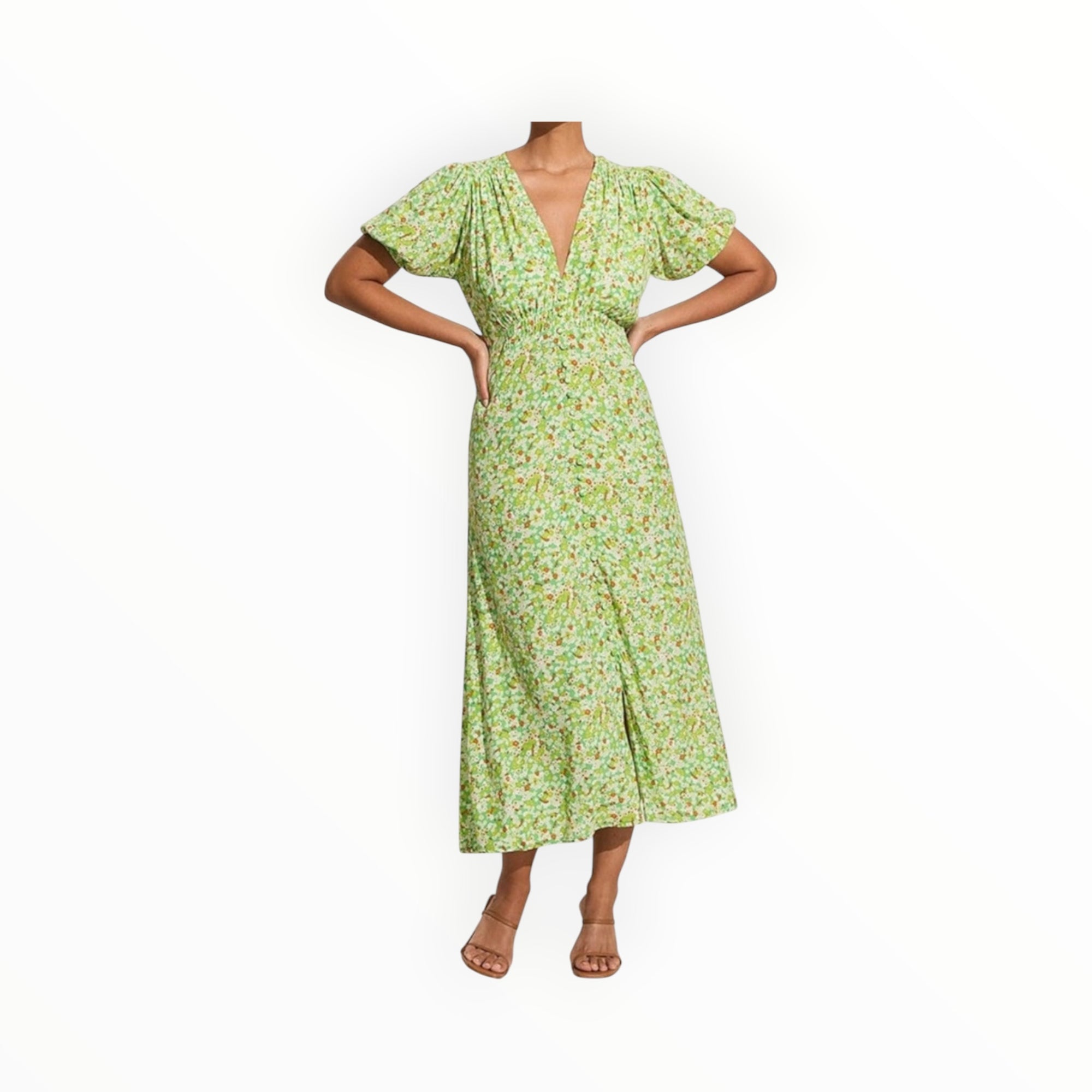 Faithful The Brand Bellavista Dress - Lou Floral Print Green