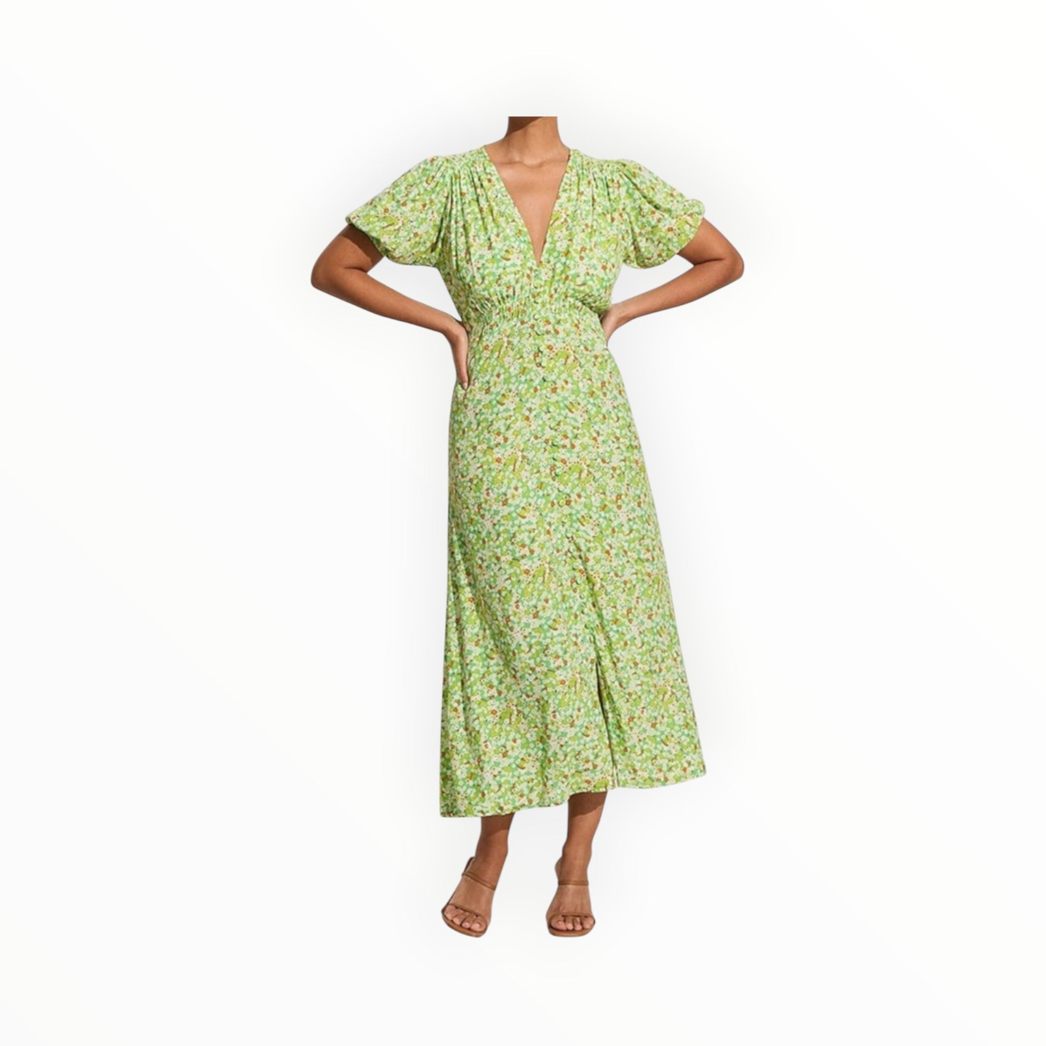 Faithful The Brand Bellavista Dress - Lou Floral Print Green