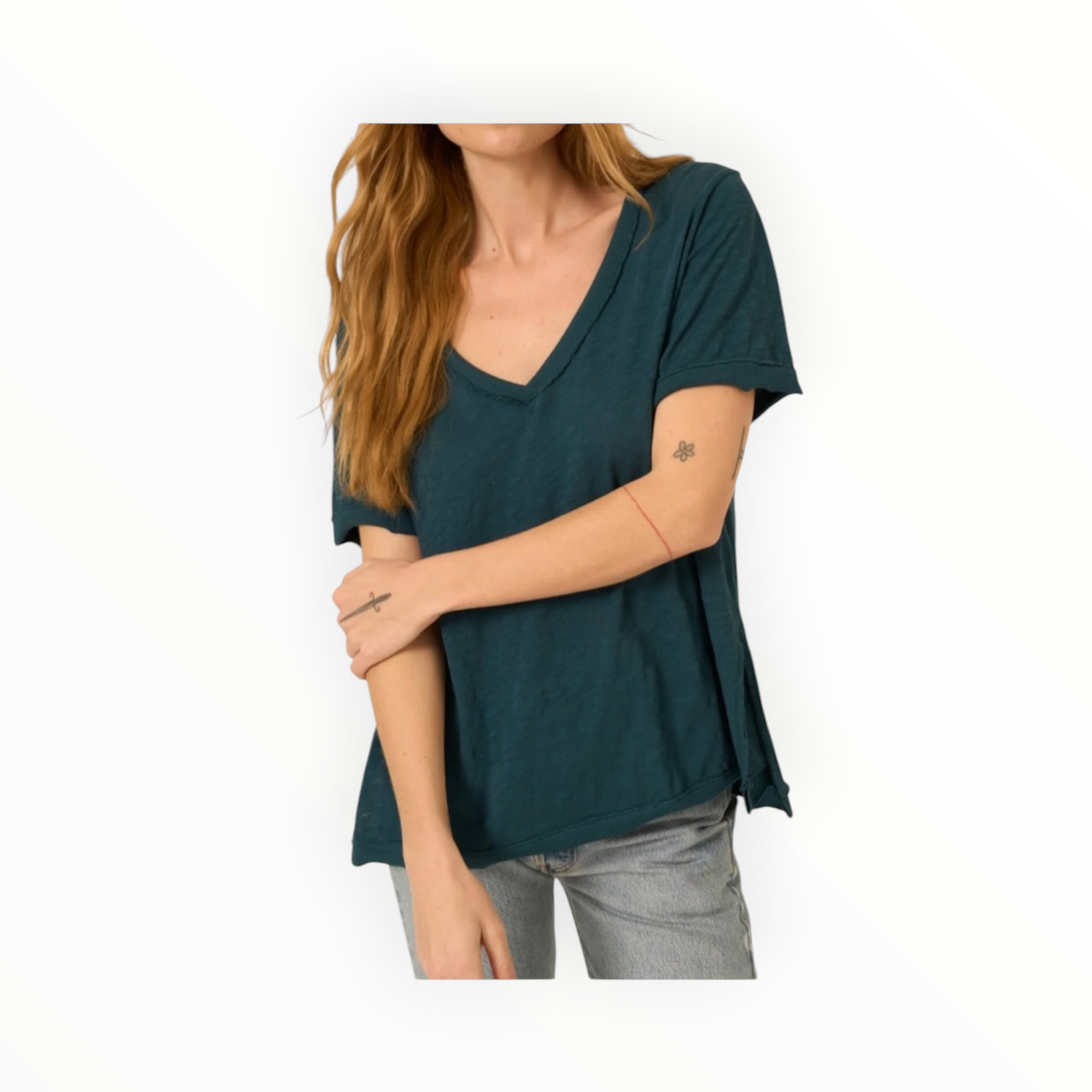 Project Social Tee Knock Out V Neck Tee - Oceanic Teal