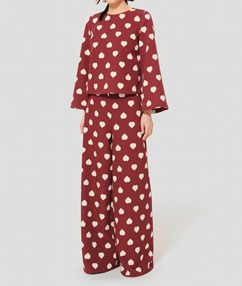 Tara Jarmon Positivo Burgundy W/White Hearts Pants