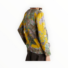Dries Van Noten Floral Print Draped Crepe Top - Mustard