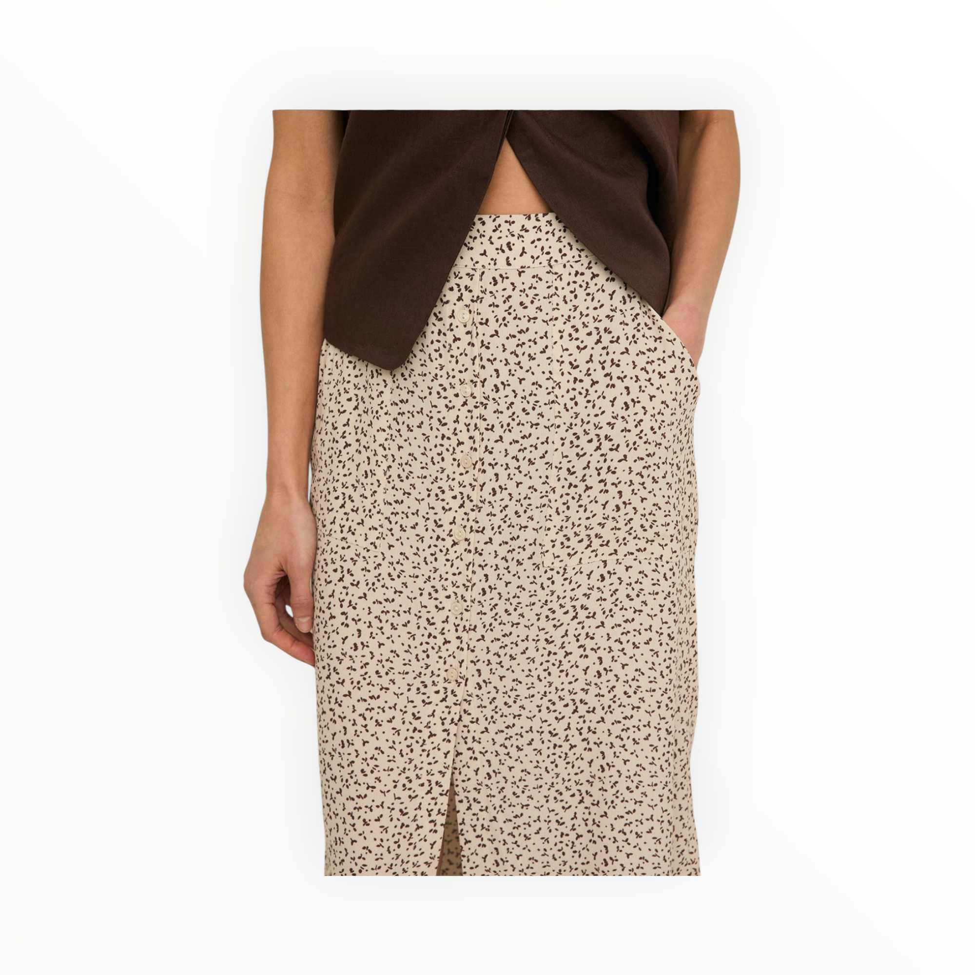Yerse EcoVero™ Floral Print Skirt - Ecru
