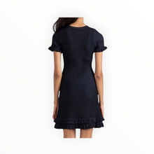 Shoshanna Kate Rib Knit Ruffle Dress - Navy