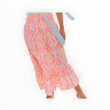 Sail To Sable Pink Ikat Print Smocked Waist Midi Skirt