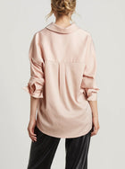 Adroit Atelier Kay Popover Satin Blouse With Long Cuffs - Rose