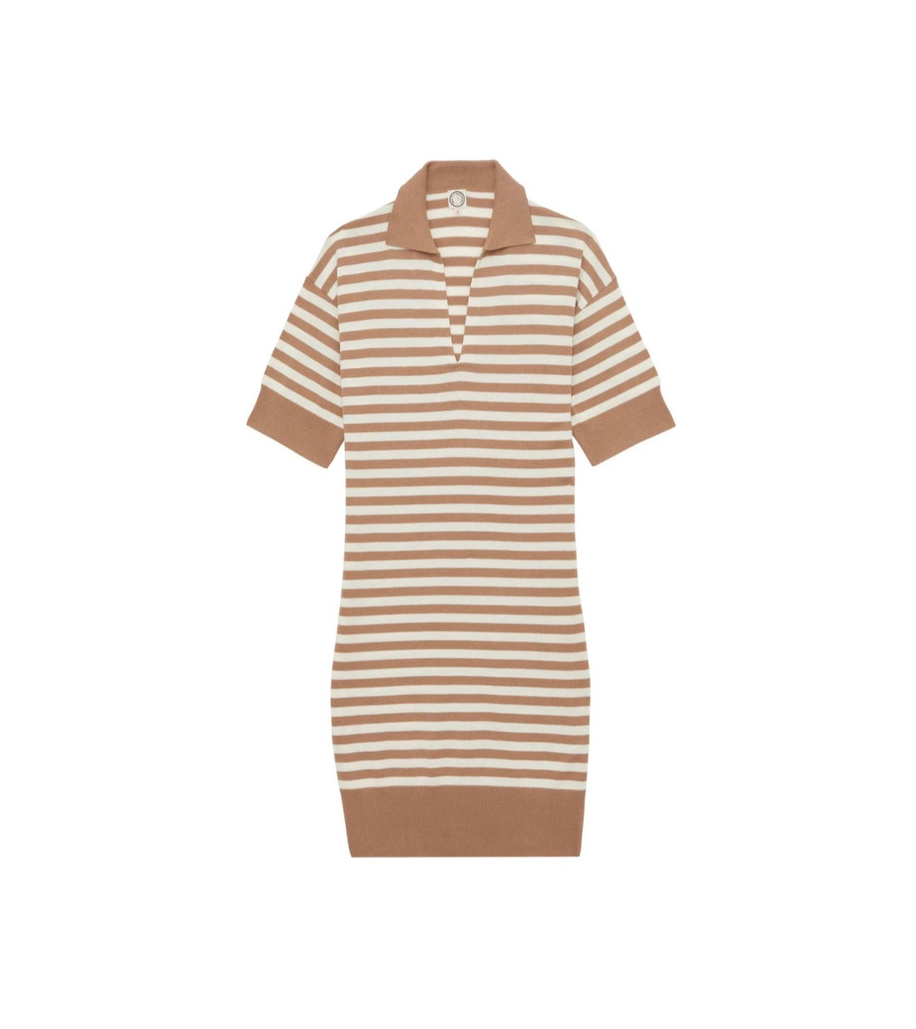 Ines de la Fressange Océane Beige Cotton Striped Dress