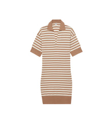 Ines de la Fressange Océane Beige Cotton Striped Dress