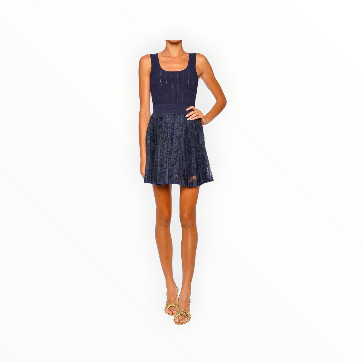 SIMKHAI Ellis Knit Lace Mini Dress - Midnight