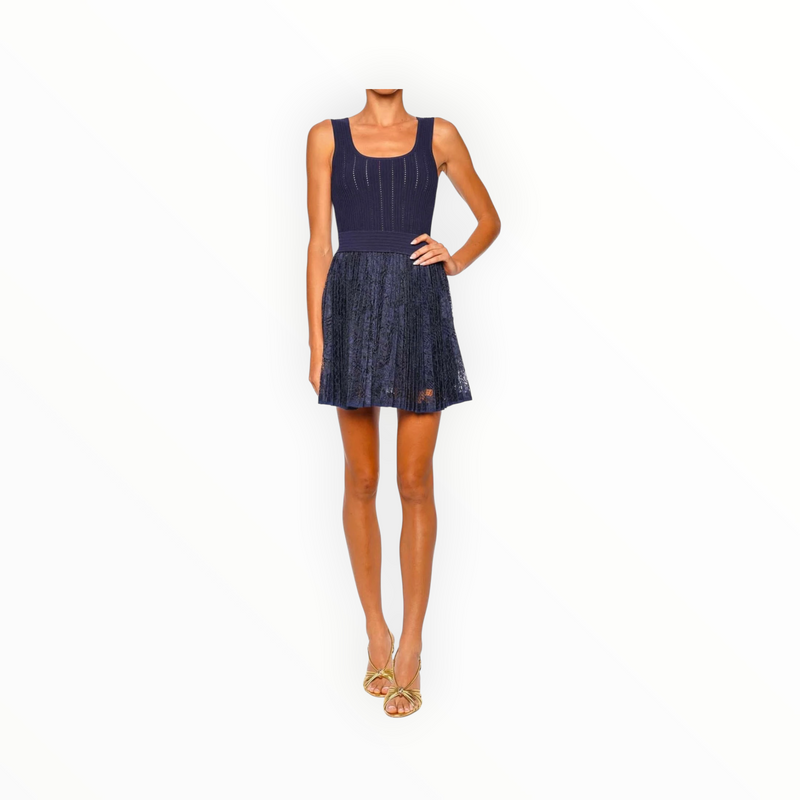 SIMKHAI Ellis Knit Lace Mini Dress - Midnight
