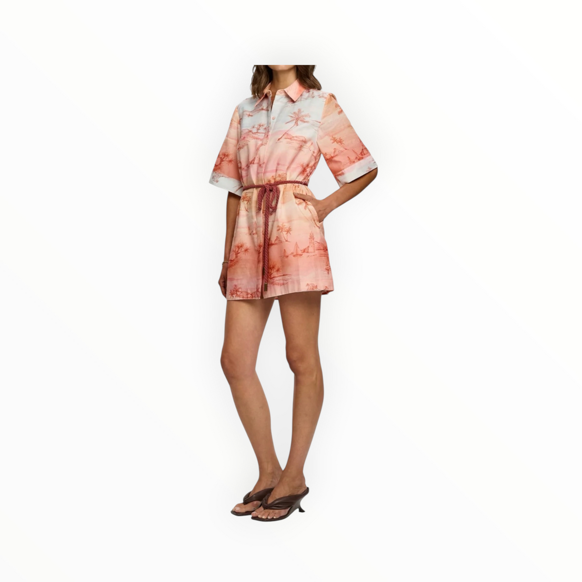 Kivari Sunset Shirt Mini Dress - Blue/Orange