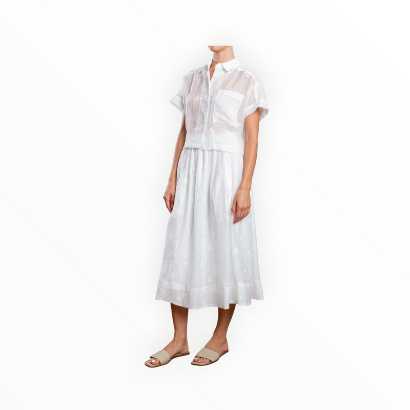 Pharaoh Claudia Skirt in Floral Embroidery - White
