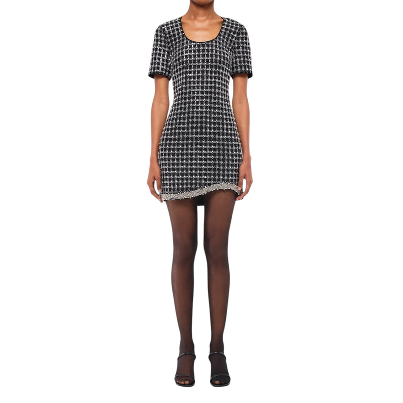 SIMKHAI Vivalie Embellished Grid Dress - Black