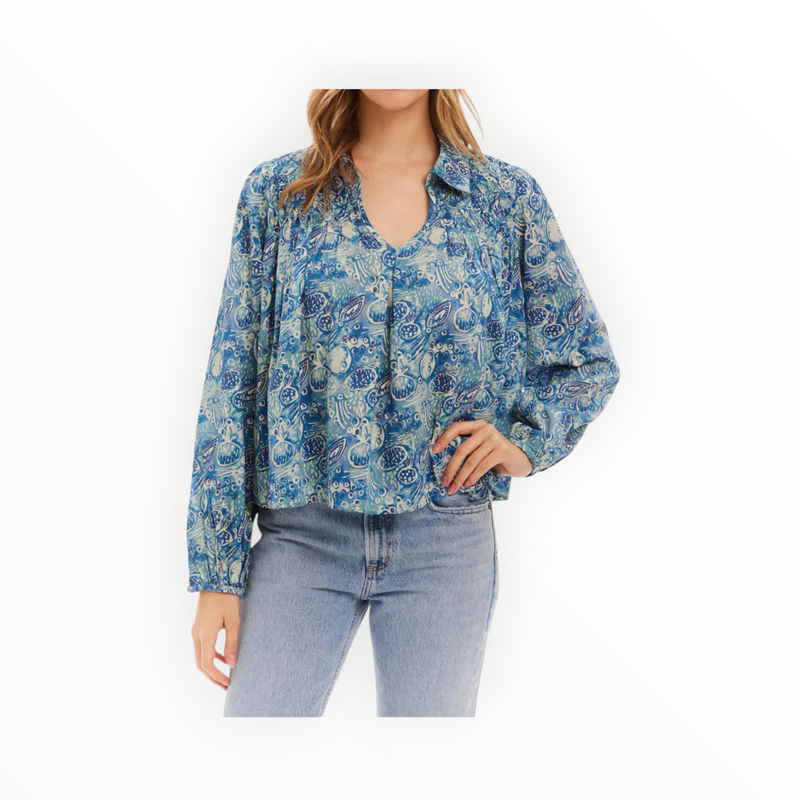 Allison New York Mari Blouse - Blue Sea