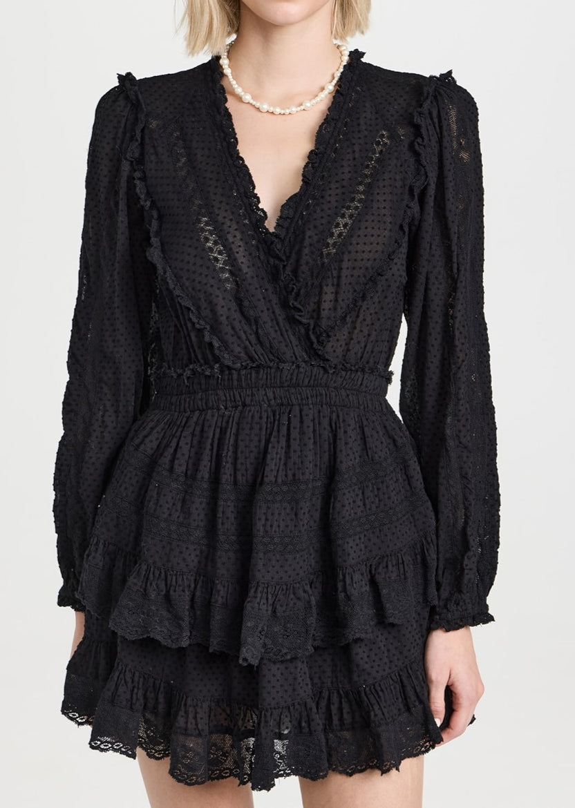 LoveShackFancy Milena Dress - Black