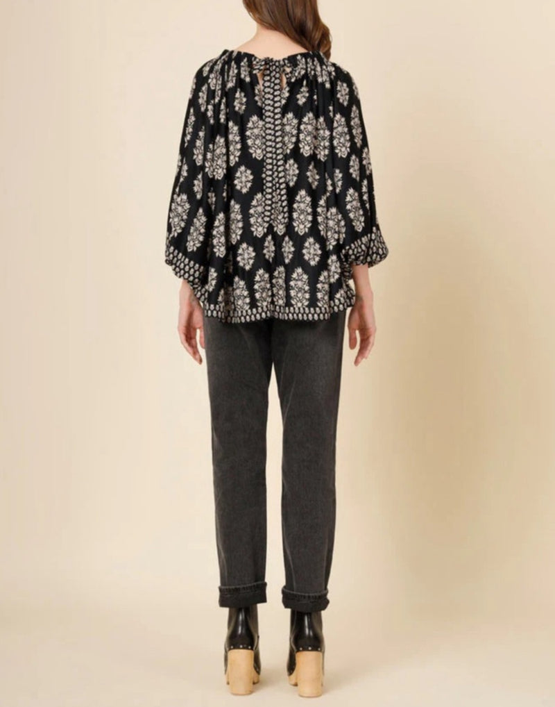 Omika Fitzgerald Blouse - Adia Obsidian
