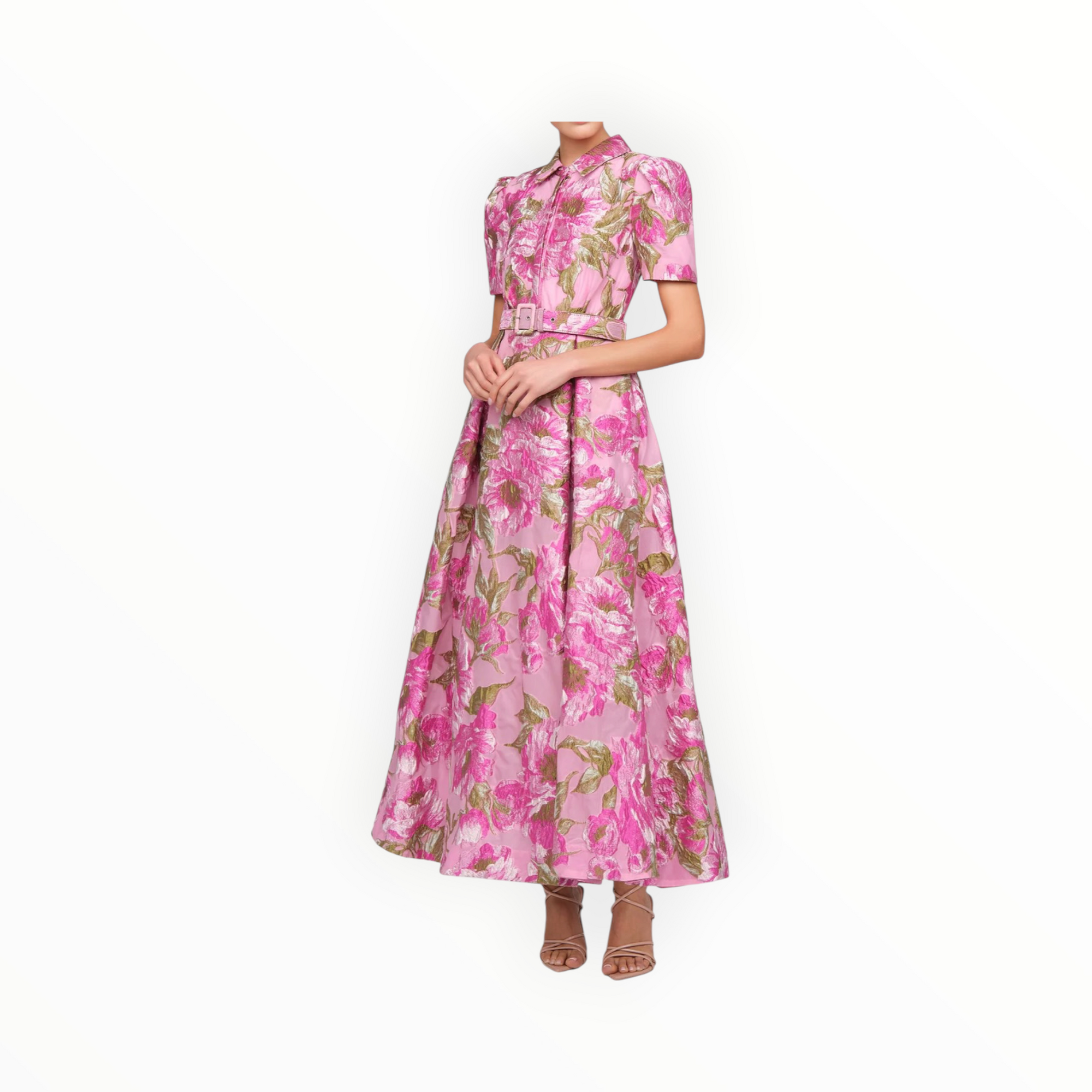 THEIA Abba Jacquard Gown - Opera Mauve/Meadow