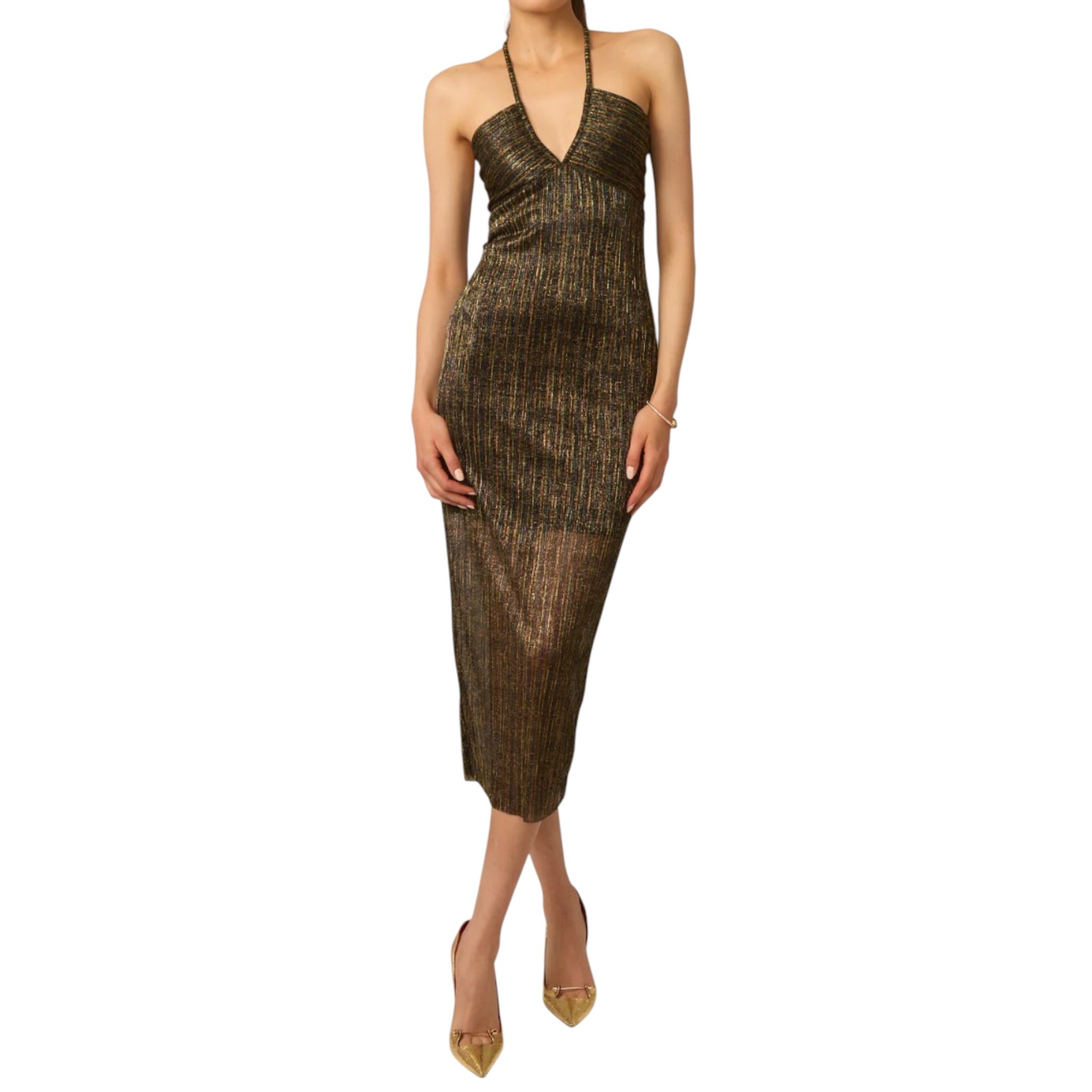 Gilner Farrar Delora Dress - Gold Metallic Crinkle