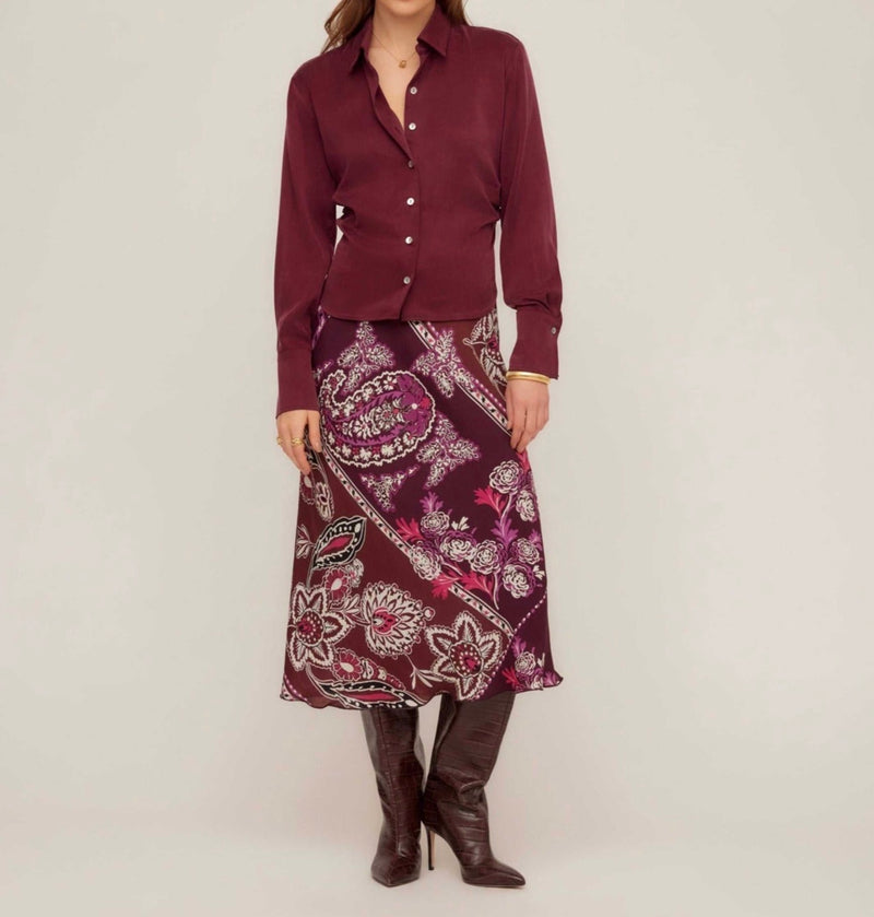 Fifteen Twenty Tawnie Side-Pleat Shirt - Wine