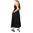Amanda Maria Linen Cotton Smocked Halter Dress - Black